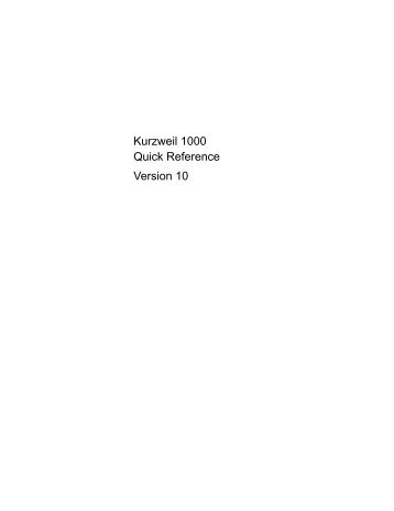 K1 V10 Quick Ref.book - Kurzweil Educational Systems