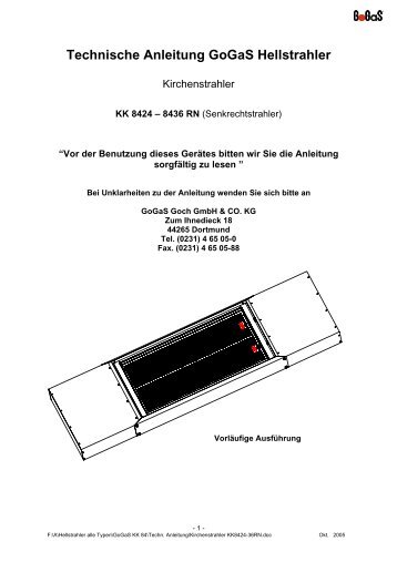 Technische Anleitung GoGaS Hellstrahler - Kusters