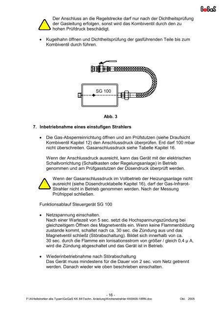 Technische Anleitung GoGaS Hellstrahler - Kusters