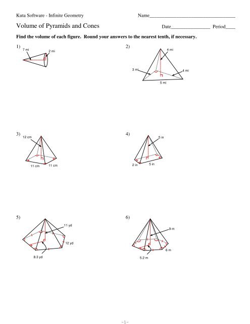 10-Volume of Pyramids and Cones - Kuta Software