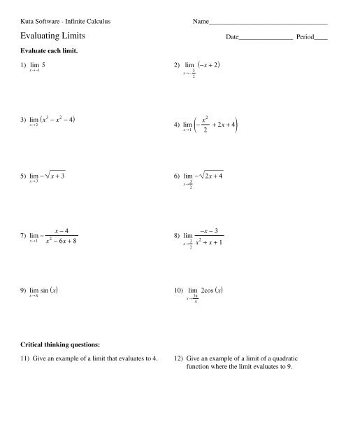 calculus homework worksheet