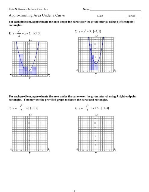 06 - Approximating Area Under Curve - Kuta Software