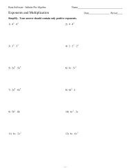 Exponents and division worksheet answers