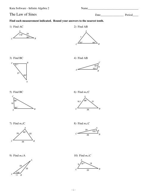 Law of Sines - Kuta Software