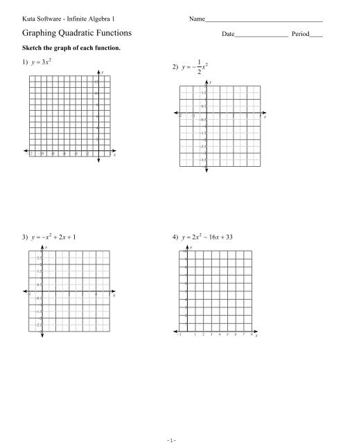 Graphing Quadratics Worksheet Answers