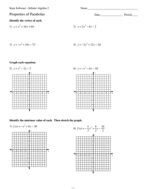 Properties of Parabolas.pdf - Kuta Software