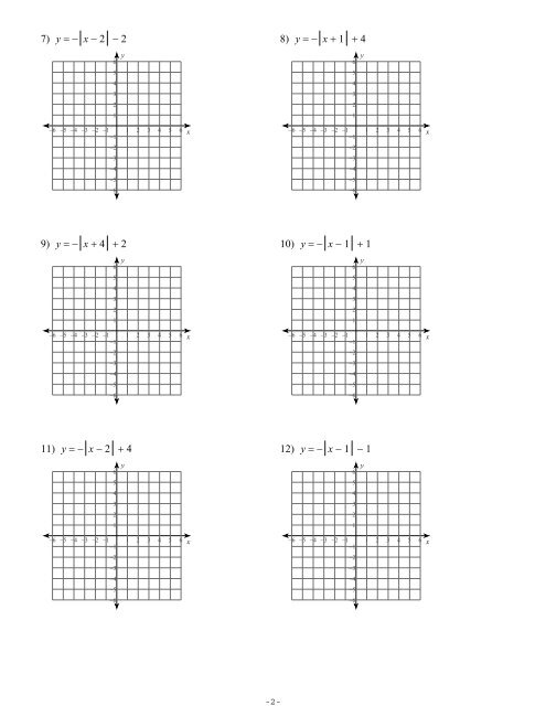 Graphing absolute value equations - Kuta Software