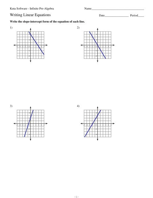 Writing Linear Equations Kuta Software