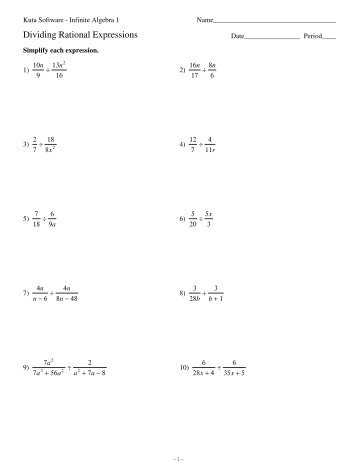 Test Review Worksheet Rational Expressions