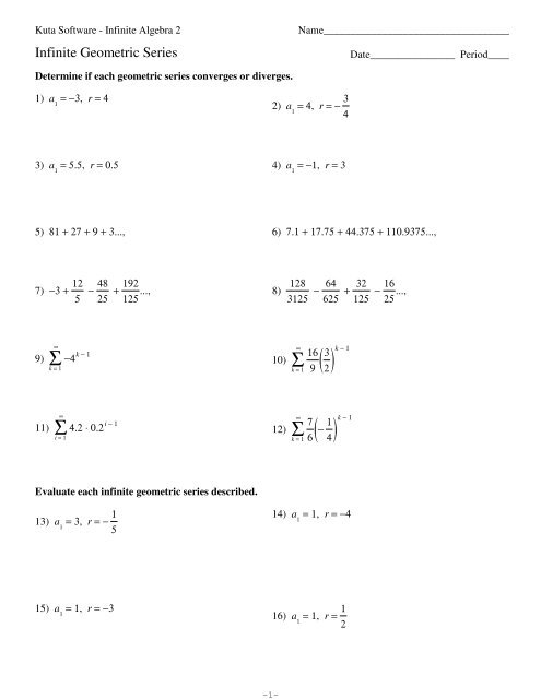 Infinite Geometric Series Kuta Software