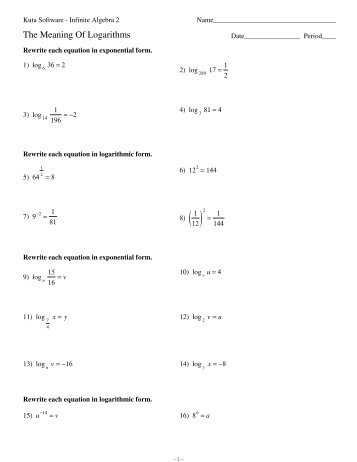 Meaning of Logarithms - Kuta Software