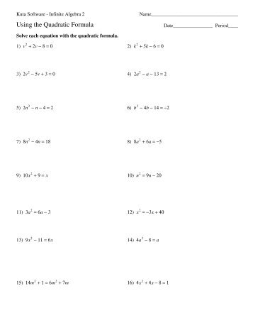 Quadratic Equations By Completing The Square Kuta Software