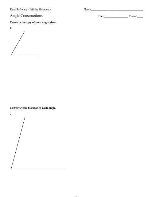 13 Angle Constructions Pdf Kuta Software