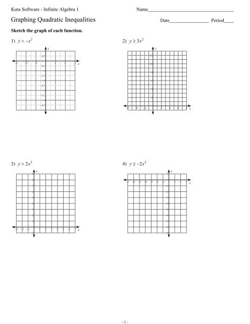 Graphing Quadratic Inequalitiesks Ia1 Kuta Software