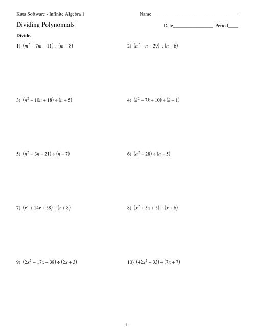 2021 Kuta Software Llc Algebra 2 Answers / Kutasoftware ...