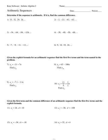 arithmetic sequences worksheet answers