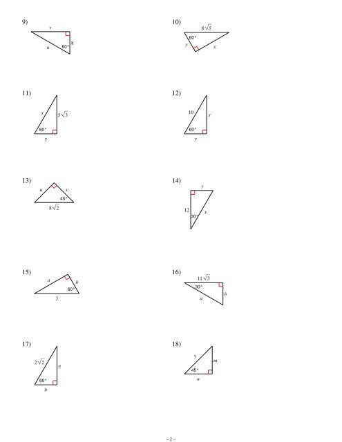 kuta special right triangles kuta special right triangles