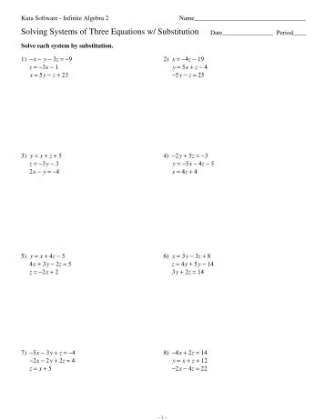 Solving Systems Of Equations By Substitution Kuta Software