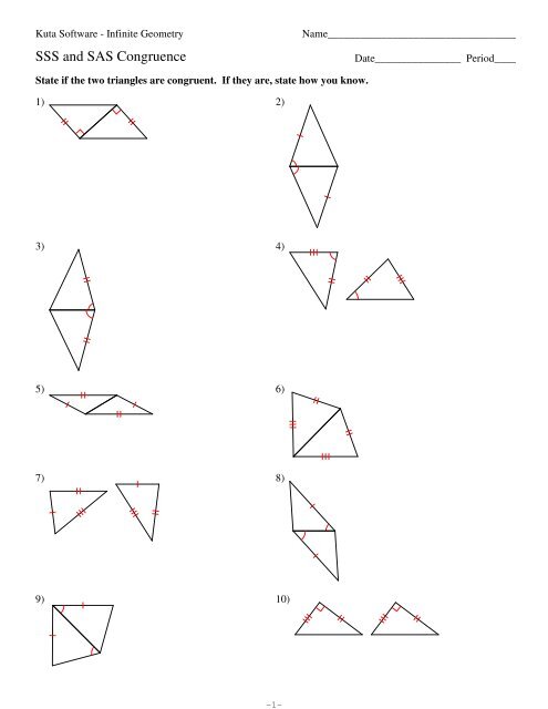 4-SSS and SAS Congruence - Kuta Software