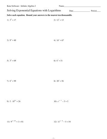 Logarithmic Equations Pdf Kuta Software