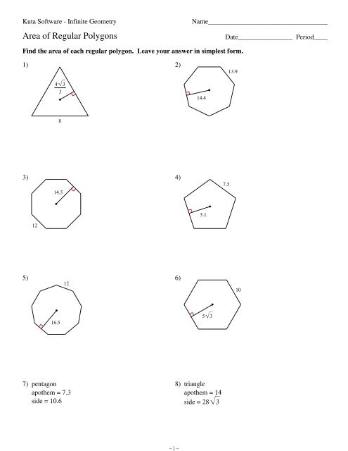 6-Area of Regular Polygons.pdf - Kuta Software