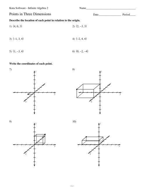 Points In Three Dimensions Pdf Kuta Software