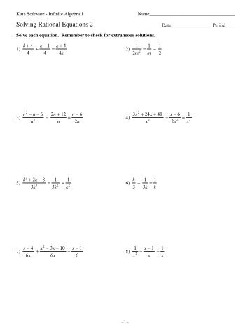 Solving Rational Equations Kuta Software