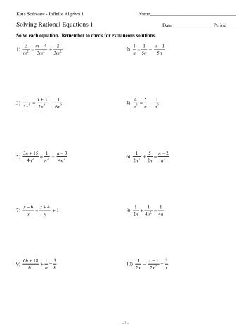 Solving Rational Equations 1 - Kuta Software