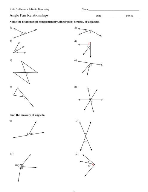 2-Angle Pair Relationships - Kuta Software