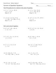 Systems of Quadratic Equations - Kuta Software