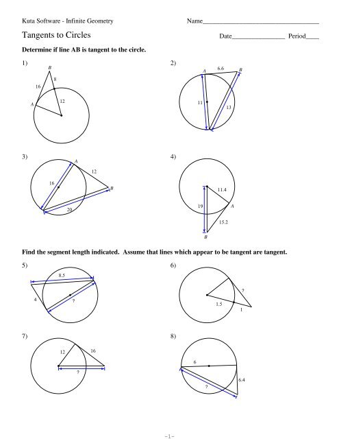 11-Tangents to Circles - Kuta Software