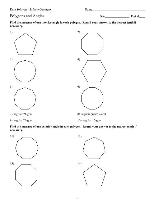 6 Polygons And Angles Kuta Software