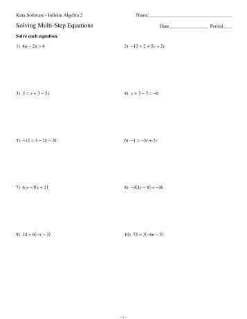 Multi Step Equations Kuta Software