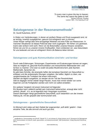 Artikel Salutogenese 2010_110630 - Institut Kutschera