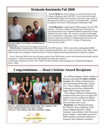 Congratulations â Dean's Scholar Award Recipients - Kutztown ...