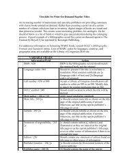 Checklist for Print-On-Demand Reprint Titles An increasing number ...