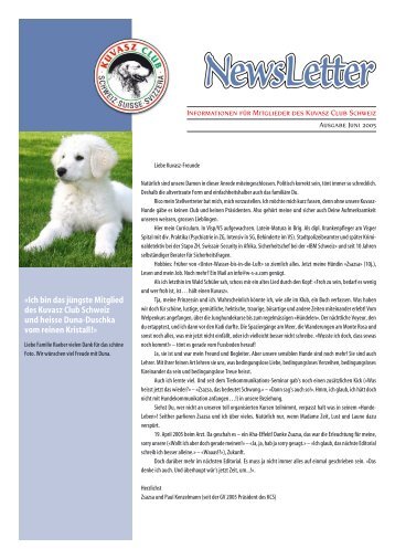 NewsLetter Juni 2005 - Kuvasz Club Schweiz