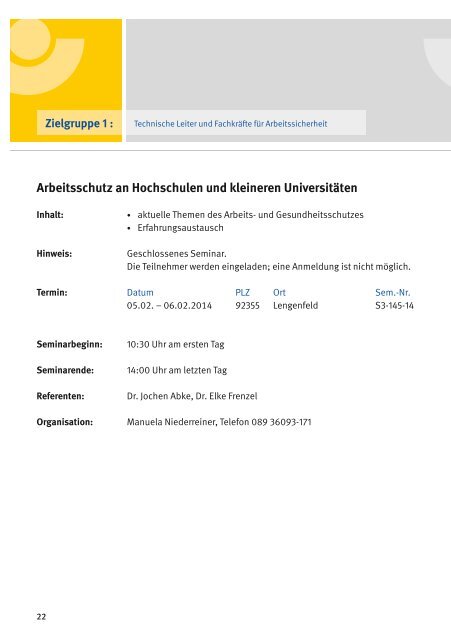 Seminarprogramm 2014 - Kommunale Unfallversicherung Bayern