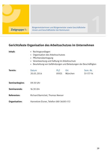 Seminarprogramm 2014 - Kommunale Unfallversicherung Bayern