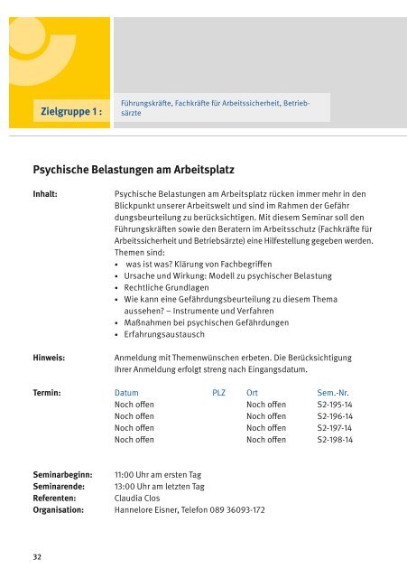 Seminarprogramm 2014 - Kommunale Unfallversicherung Bayern