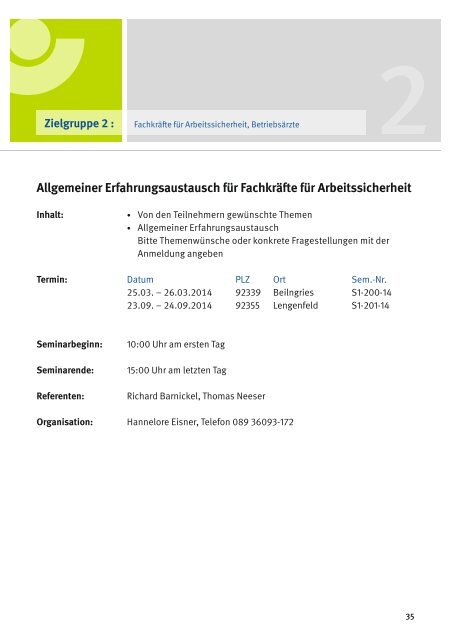 Seminarprogramm 2014 - Kommunale Unfallversicherung Bayern