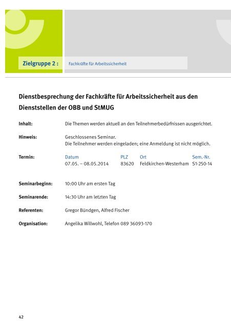 Seminarprogramm 2014 - Kommunale Unfallversicherung Bayern