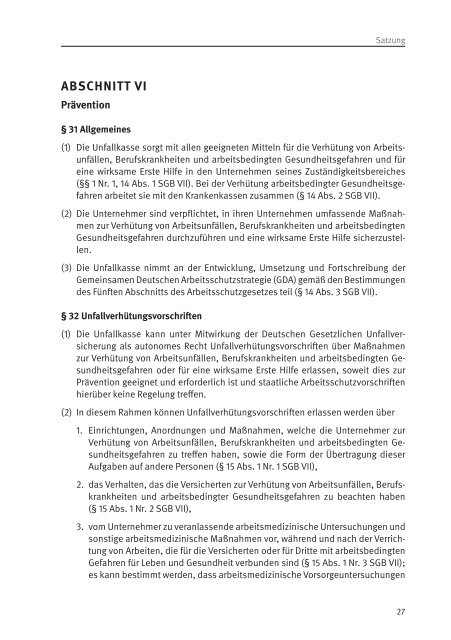 Satzung Bayer. LUK - Kommunale Unfallversicherung Bayern