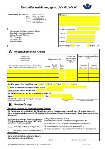 Ersthelferausbildung gem. UVV GUV-V A1 - Kommunale ...