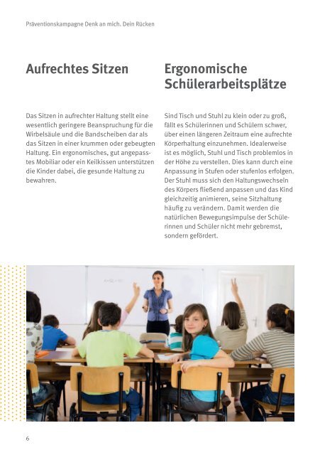 Informationen für Lehrer - Denk an mich. Dein Rücken