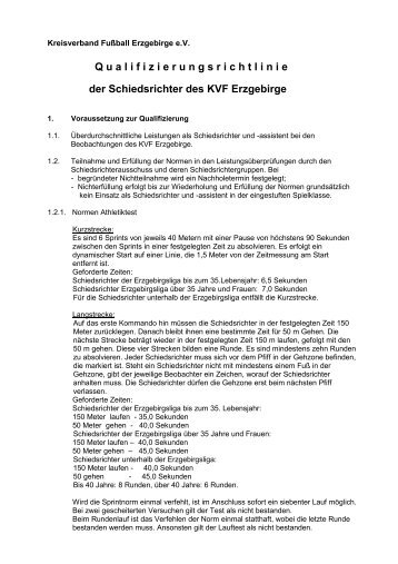 Q ualifizierungsrichtli nie der Schiedsrichter des KVF Erzgebirge