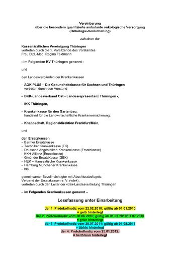 Onkologie-Vereinbarung Lesefassung (inkl. Protokollnotizen 1, 2, 3 ...