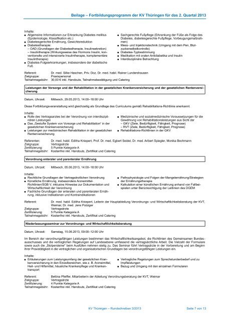 Fortbildungsprogramm der KV Thüringen für das 2. Quartal 2013 ...