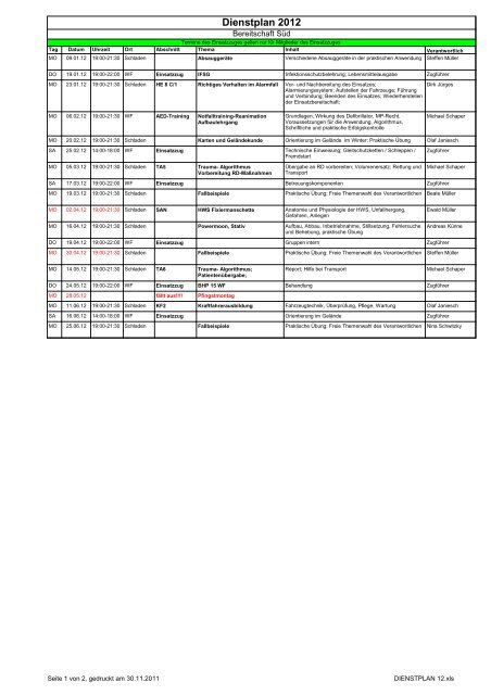 DIENSTPLAN 12 - DRK-Kreisverband WolfenbÃ¼ttel