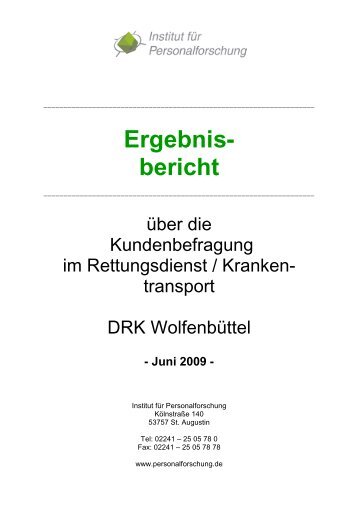 Kundenbefragung im Rettungsdienst und Krankentransport - DRK ...